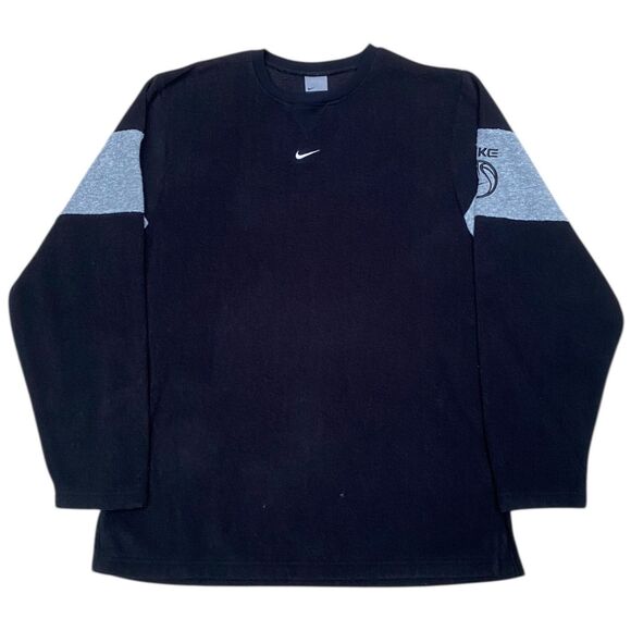 VTG 90s Y2K Nike Sweatshirt M Black Gray Terry Crewneck Center Swoosh Silver Tag - Picture 10 of 16